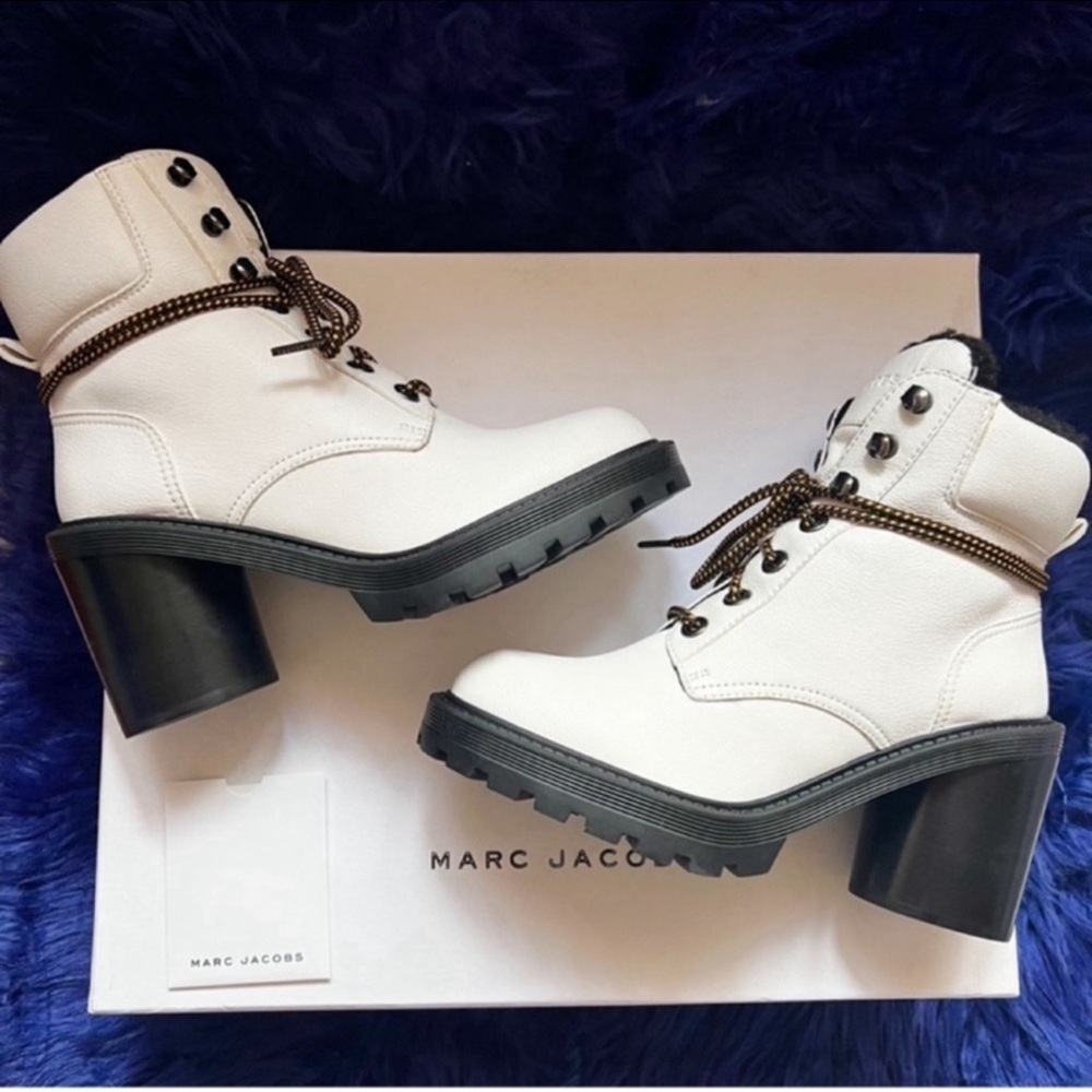 New! MARC JACOBS Crosby Square Heel
Toe Leather Platform Hiking Boots - Picture 7 of 14